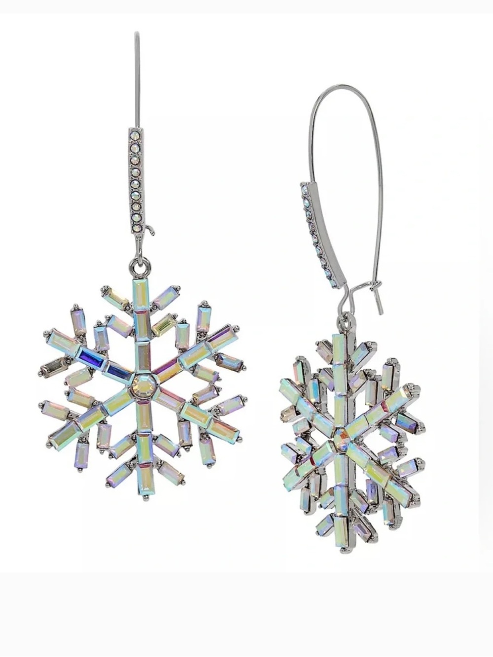 Betsey Johnson Holiday Snowflake Drop Earrings New